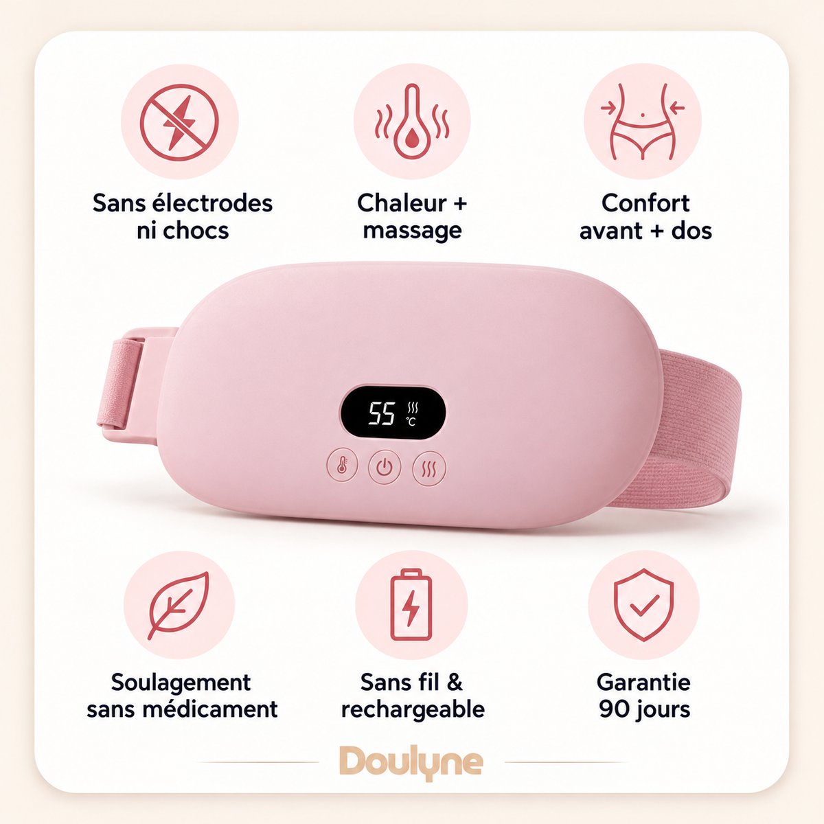 Doulyne™ — Fascia riscaldante intelligente per il comfort mestruale